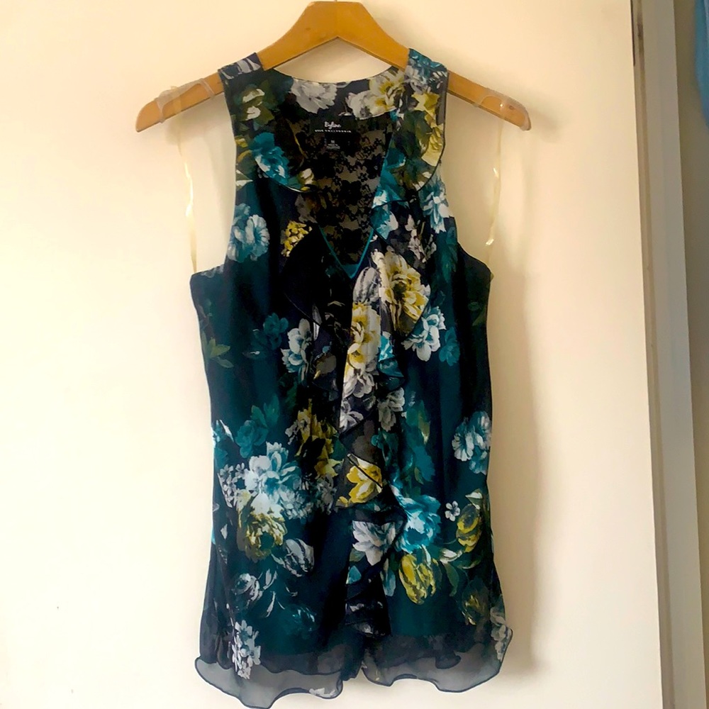 Chiffon fabric top, and lace on the back